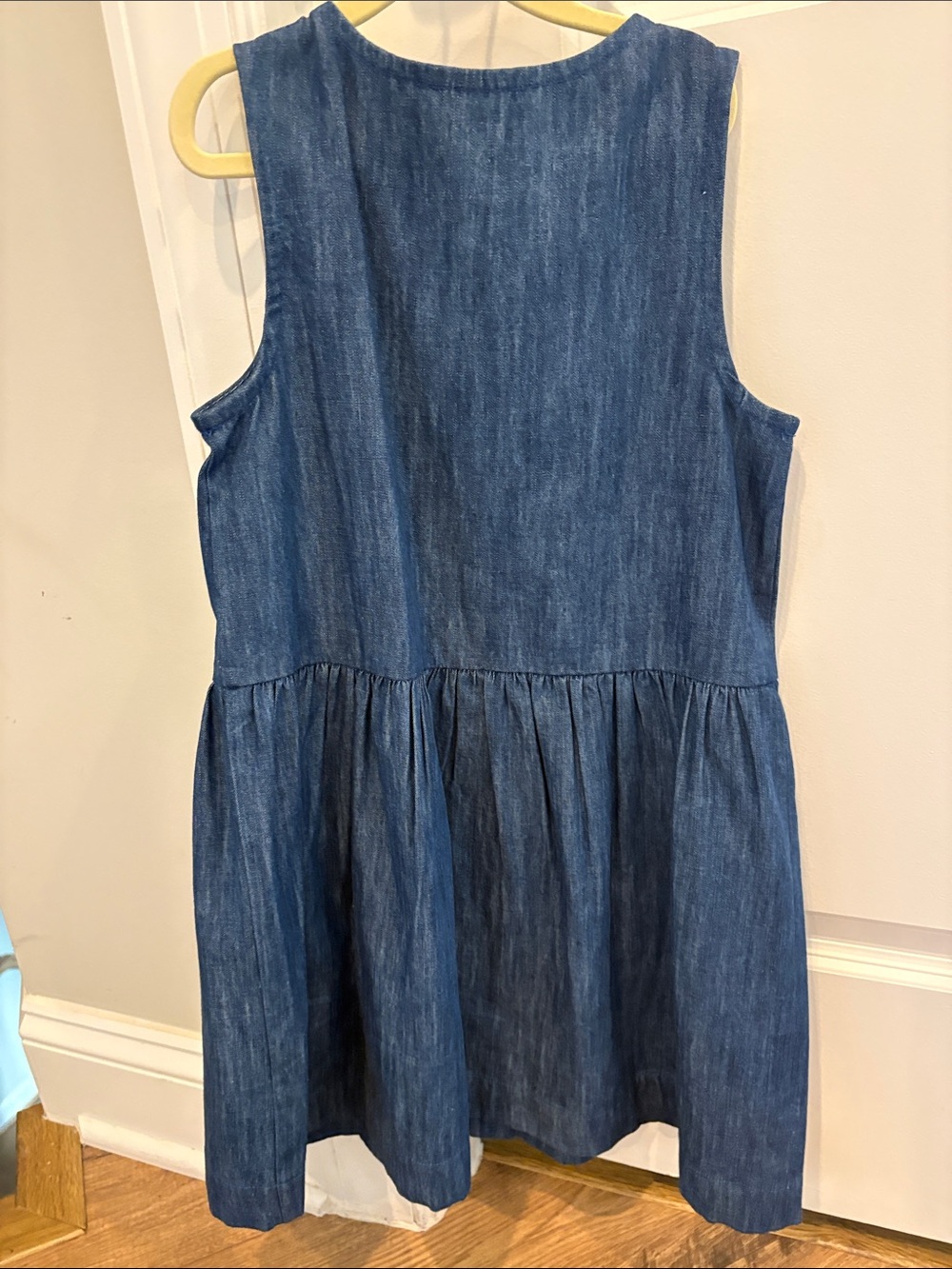 Hanna Anderson Girls' Sleeveless Denim Button-Front Dress with Pockets - Picture 4 of 4
